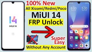 All Xiaomi Redmi MIUI 14 FRP BypassUnlock Without Pc  Miui 14 Google Account Remove