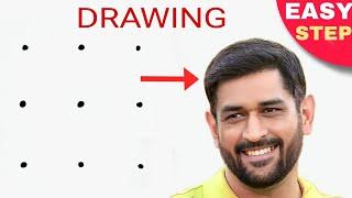 3x3 dots turns into MS Dhoni drawing  How to draw MS Dhoni drawing