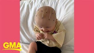 Watch this babys amazing reaction to a head massager l GMA