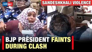 Sandeshkhali violence BJP leader Sukanta Majumdar faints in clash with Police women suffer wounds