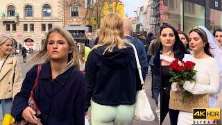 Busiest Saturday Walk  Downtown Copenhagen City Denmark  April 2024  4K Walking Tour