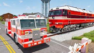 Railway Сrossing Train Сrashes #22 - Beamng drive