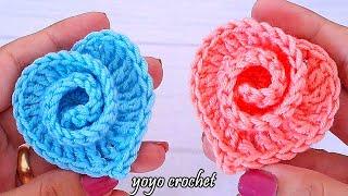 كروشية قلب بسيط وسهل للمبتدئين - How to make a crochet heart step by step