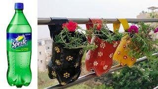 Recycling plastic sprite pet bottles to easy hanging planter pots diy crafts home garden decor ideas