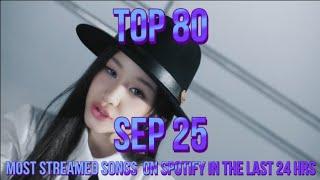 TOP 80 MOST STREAMED SONGS ON SPOTIFY IN THE LAST 24 HRS SEP 25