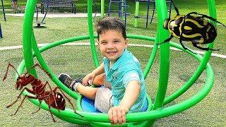Fun Outdoor Playground Park For Kids Caleb and Mommy Look For Bugs At Park