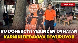 İlginç yarışma Bu dönerciyi yerinden oynatan karnını bedavaya doyuruyor...