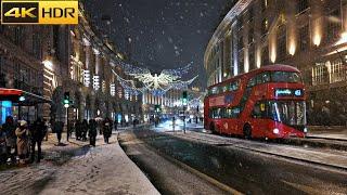 Central London Snow Walk-2022 ️ First Snow of the Year ️ London Snow in Christmas 4K HDR