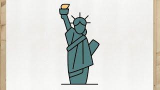 Como dibujar a Estatua de la Libertad paso a paso FACIL y rapido