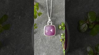 Natural Pink Sapphire Necklace in Sterling Silver #silvernecklace