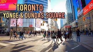 Toronto Saturday Yonge & Dundas Square Downtown Walking Tour Canada 4k