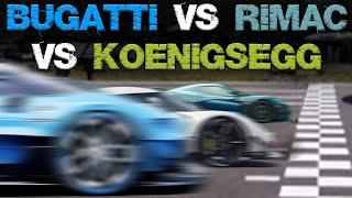 Koenigsegg VS Rimac VS Bugatti 0-100 0-400kmh Who Is Faster?