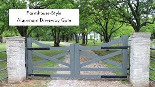 Gray Farmhouse-Style Aluminum Driveway Gates