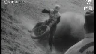 Motorcycle hill climbing in Idaho 1950