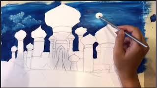 Арабская ночь Aladdin  рисунок гуашью.