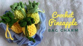 Crochet Cute Pineapple Bag Charm  can be use as a pouch too  DIY Pineapple Pouch for Airpods 