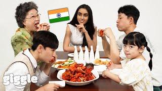 Korean Family Try Tandoori Chicken For The First Time With Sakshma