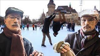 Old Man Ice Skating Prank PART 2  Backflip on ice  Acroice