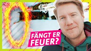 Spring mit dem Snowboard durch den Feuerring als totaler Anfänger  Das schaffst du nie