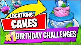 DANCE IN FRONT OF DIFFERENT BIRTHDAY CAKES *EASIEST LOCATIONS* Fortnite Birthday Challenge Rewards