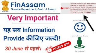 Finassam account updateimportant notice NPS joining details Name Spouse name etcfinassam