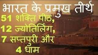 Major pilgrimage sites of India – 51 Shakti Peeth 12 Jyotirlinga 7 Saptapuri and 4 Dham