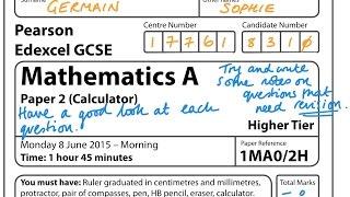 GCSE Maths Edexcel June 2015 2H Calculator Complete Paper