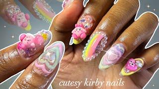 Cutesy Kirby Nails aesthetic nail art + relaxing ASMR