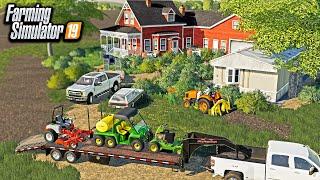 MOWING & CLEARING AN ABANDONED HOUSE BUSHES & JUNK EVERYWHERE  FARMING SIMULATOR 2019