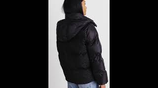 BOSS Padded Winter Jacket Hooded Shiny Black Women  Zalando