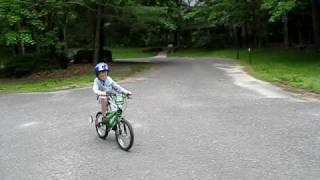 Connor riding bike with no training wheels - part 2