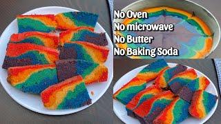 Rainbow  Cake Recipe without oven  rainbow tea cake recipe without oven  rainbow cake  