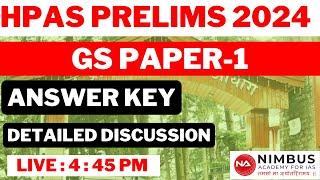 HPAS PRELIMS 2024  ANSWER KEY & DISCUSSION  GS Paper-1  Nimbus Academy #hpas2024