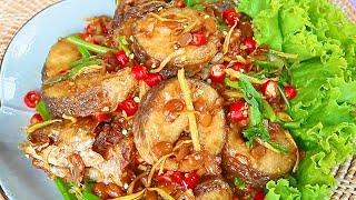 Khmer Food Cooking Chean Chuon Trey – Deep Fried Fish Ginger and Fermented Soy Bean  Cooking Show