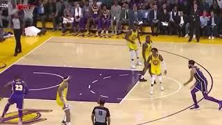 LeBron James with his signature dunk vs Warriors