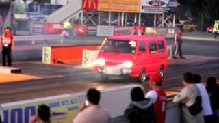 Mitsubishi L300 VR4 Turbo Van Drag Racing at Meremere Dragstrip New Zealand