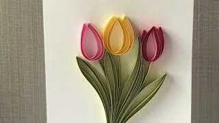 QllArt  How to draw tulips?  Quilling paper art  Рисуем тюльпаны в технике контурного квиллинга