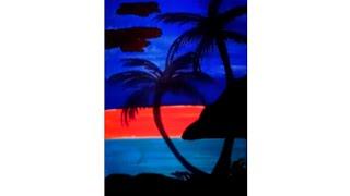 How to Paint Easy Sunset BeachPainting For BeginnersSunset Painting palm Tree#diy#sunsetpainting