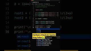 Python program to find roots of quadratic equation #shorts #coding #programming