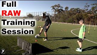 FULL RAW TRAINING SESSION WITH 9 YEAR OLD  Loads of Training Drill IDEAS  Joner Football  Soccer