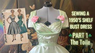 Sewing A Classic 1950s Shelf Bust Dress Vintage Simplicity Pattern 4704 Part 1 #asmr