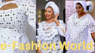 African Fashion Designs 2024  Stunningly Sparkling White Cord Lace Dress Styles For Gorgeous Women