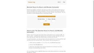 Decimal Hours to Hours and Minutes Calculator
