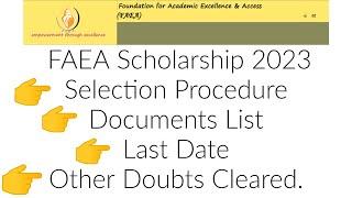 FAEA Scholarship 2023EligibilitySelection ProcessResult DateDuration Of ScholarshipCourses.