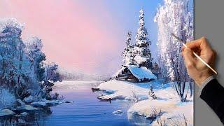 Acrylic Landscape Painting - Winter Morning  Easy Art  Drawing Lessons  Satisfying Pictures.