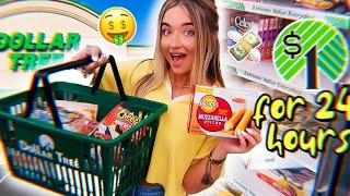 Eating Only DOLLAR STORE FOODS For 24 HOURS CHALLENGE