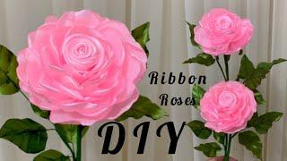 DIY Satin Ribbon Flowers How to make rose with satin ribbon easy rose flower tutorial