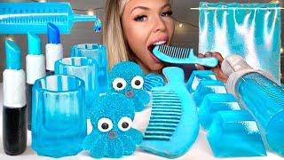 ASMR BLUE DESSERTS* EDIBLE COMB GIANT SYRINGE EDIBLE LIPSTICK MUKBANG 먹방