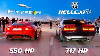 ДИКИЕ КОШКИ на V8 Dodge SRT Hellcat 6.2k vs 5.0k Jaguar F-Type R + AMG C43 + BMW M550i + ZEEKR 001