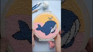 Hướng dẫn KIT thêu tranh khung nhựa punch needle mẫu cá voi